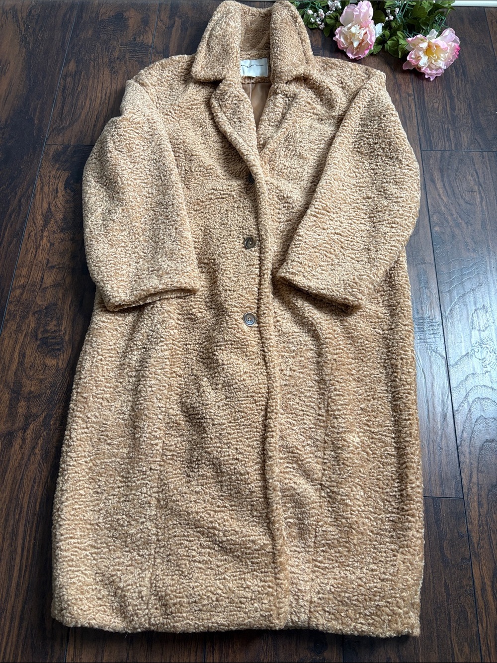 Classic Teddy Long Coat in Camel - Women's Cozy Overcoat